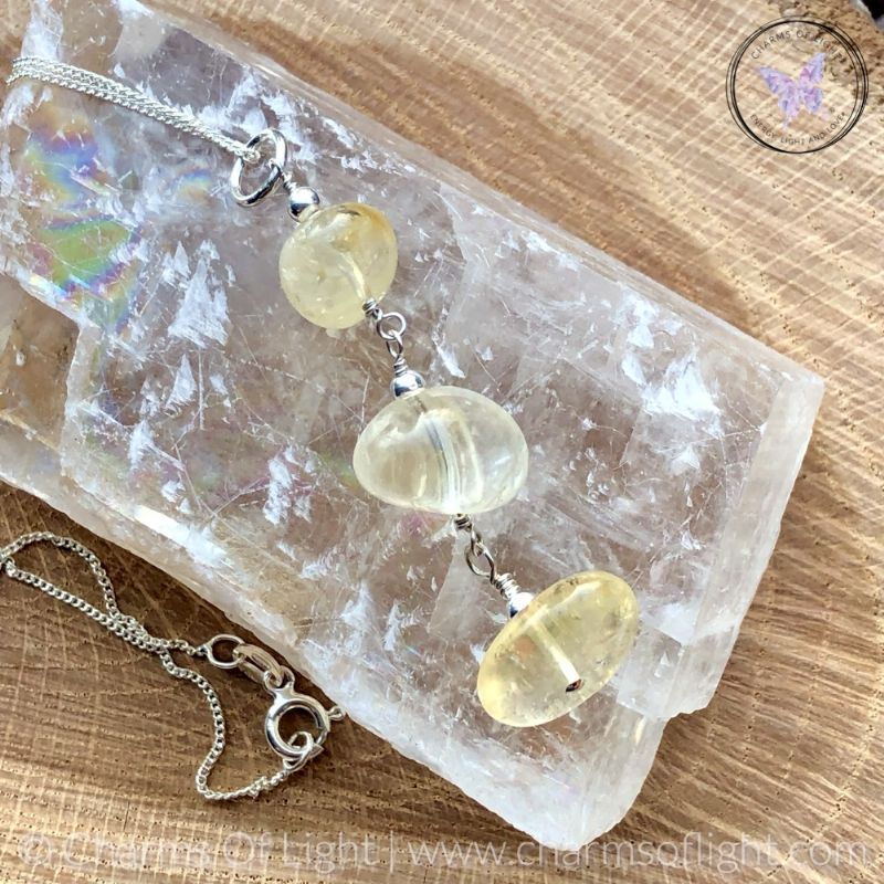 Citrine Chip Silver Pendant Necklace